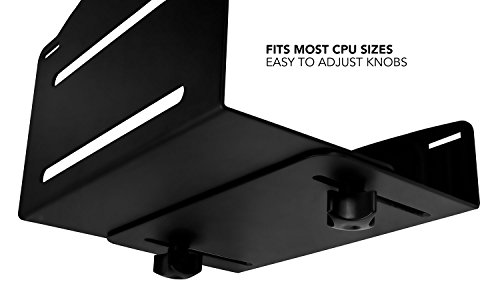 Mount-It! CPU Wall Mount Bracket, Desktop Computer Tower Holder with Safety Straps, Heavy Duty Size Adjustable CPU Holder, Steel, Black, 22 Lbs Capacity, Saves Floor and Desk Space