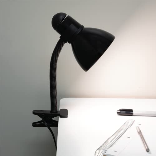 V- Light Black Adjustable Desk Lamp with Heavy Duty Clamp Clip, Flexible Gooseneck Lamp, Bed Light, Reading Lamp, or Study Light 14 inches