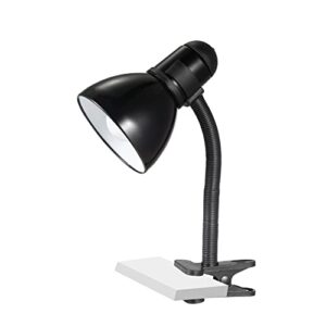 v- light black adjustable desk lamp with heavy duty clamp clip, flexible gooseneck lamp, bed light, reading lamp, or study light 14 inches