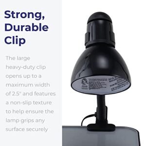 V- Light Black Adjustable Desk Lamp with Heavy Duty Clamp Clip, Flexible Gooseneck Lamp, Bed Light, Reading Lamp, or Study Light 14 inches