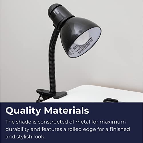 V- Light Black Adjustable Desk Lamp with Heavy Duty Clamp Clip, Flexible Gooseneck Lamp, Bed Light, Reading Lamp, or Study Light 14 inches