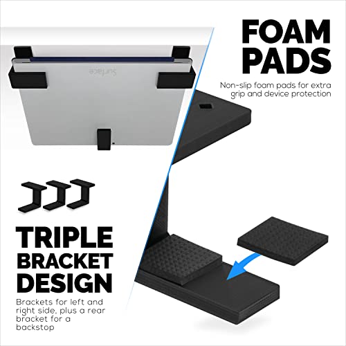 BRAINWAVZ Under Desk Laptop Mount Holder, Adhesive & Screw in, Devices Upto 1.9" Thick for Laptops MacBook Routers Surface iPads Tablets & More (Black)