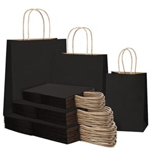 shopday 45pcs black paper bags with handles, assorted sizes gift bags bulk kraft paper bags 5x3x8 & 8x4x10.5 & 10x5x13 15pcs each recyclable bags for handwork, shopping bags for small business, goody bags party bags