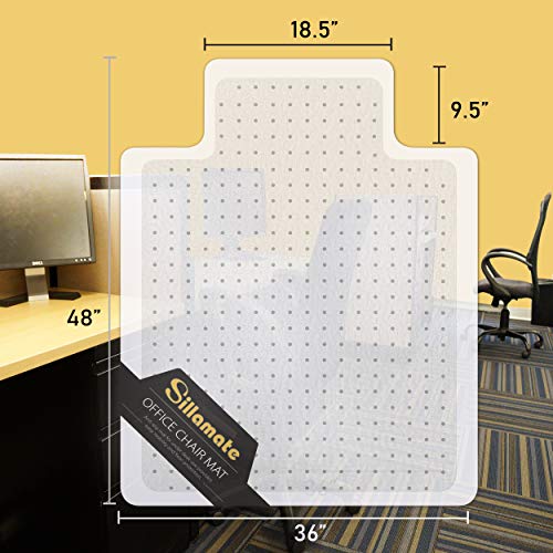 Sillamate 2 Pack 36'' x 48'' Office Chair Mat for Carpeted Floors, Flat Packed, Easy Lay Flat, Heavy Duty Floor Mat,Eco-Friendly Series Studded Carpet Desk Chair Mats