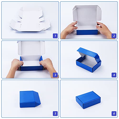 PHAREGE 9x6x2 inch Small Blue Shipping Boxes 25 Pack, Gift Boxes with Lids for Wrapping Holiday Birthday Party Presents, Cardboard Mailer Box for Packaging Mailing Small Business