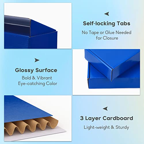 PHAREGE 9x6x2 inch Small Blue Shipping Boxes 25 Pack, Gift Boxes with Lids for Wrapping Holiday Birthday Party Presents, Cardboard Mailer Box for Packaging Mailing Small Business