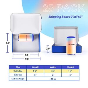 PHAREGE 9x6x2 inch Small Blue Shipping Boxes 25 Pack, Gift Boxes with Lids for Wrapping Holiday Birthday Party Presents, Cardboard Mailer Box for Packaging Mailing Small Business