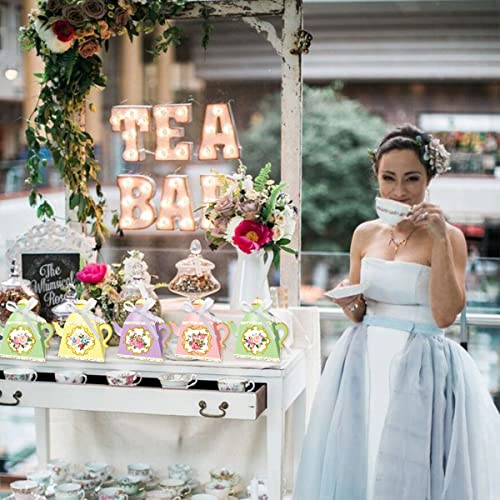 Cieovo 24 Pieces Tea Party Treat Gift Boxes, Tea Time Floral Party Favor Boxes Treat Boxes Candy Bags for Tea Garden Wedding Bridal Birthday Baby Shower Party Decorations Supplies