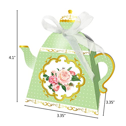 Cieovo 24 Pieces Tea Party Treat Gift Boxes, Tea Time Floral Party Favor Boxes Treat Boxes Candy Bags for Tea Garden Wedding Bridal Birthday Baby Shower Party Decorations Supplies