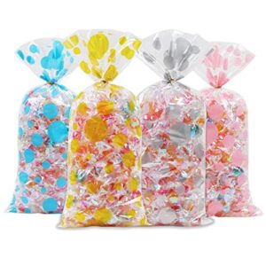 nepog 120pcs polka dot cellophane bags, cellophane treat bags, goodie candy favor bags with twist ties for wedding kids school lunches baby shower birthday party supplies