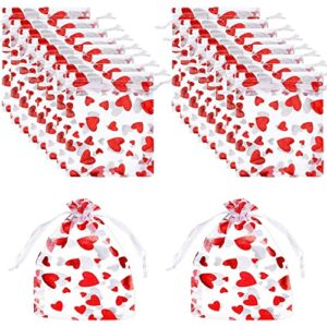 150 pieces heart organza bags valentine’s day jewelry pouches candy bags