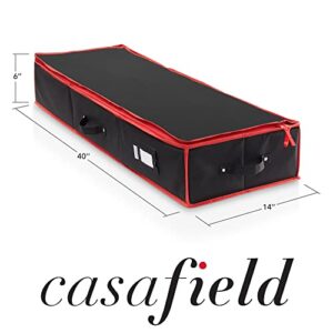 Casafield Wrapping Paper Storage Container, Premium Canvas Gift Wrap Organizer Box and Under Bed Storage Bag with Interior Pockets - Black