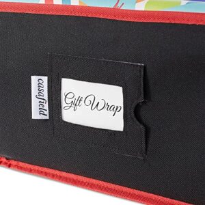 Casafield Wrapping Paper Storage Container, Premium Canvas Gift Wrap Organizer Box and Under Bed Storage Bag with Interior Pockets - Black