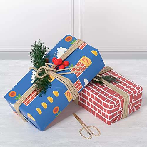 Reversible Gift Wrapping Paper-Rolled 5 Sheets-Game-Includes Ribbon and Double-sided Tape-Unique Design for Anniversary Birthdays Valentine's Day Party Christmas Holiday Present(33"" X 17.5"" each sheet)