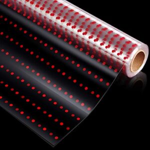 stobok cellophane wrap roll | unfolded width 32 inch x 100 ft, red polk dot paper wrapper, 3 mil thicken transparent long film gift wrappings for flowers, bouquet,basket, food packing paper