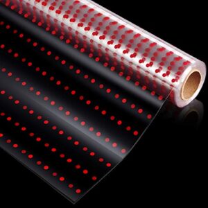 STOBOK Cellophane Wrap Roll | Unfolded Width 32 inch x 100 Ft, Red Polk Dot Paper Wrapper, 3 Mil Thicken Transparent Long Film Gift Wrappings for Flowers, Bouquet,Basket, Food Packing Paper