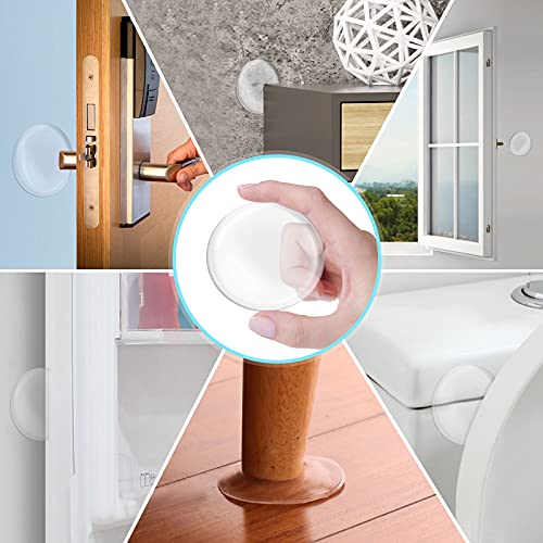 4 PCS 3.15" Door Stopper Wall Protector, Larger Door Handle Bumper, Reusable Wall Protectors with Self Adhesive Sticker for Home or Office Protecting Wall, Quiet, Shock Absorbent Gel(Clear)