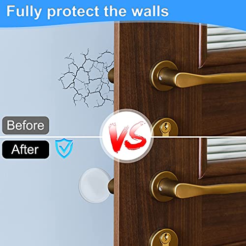 4 PCS 3.15" Door Stopper Wall Protector, Larger Door Handle Bumper, Reusable Wall Protectors with Self Adhesive Sticker for Home or Office Protecting Wall, Quiet, Shock Absorbent Gel(Clear)