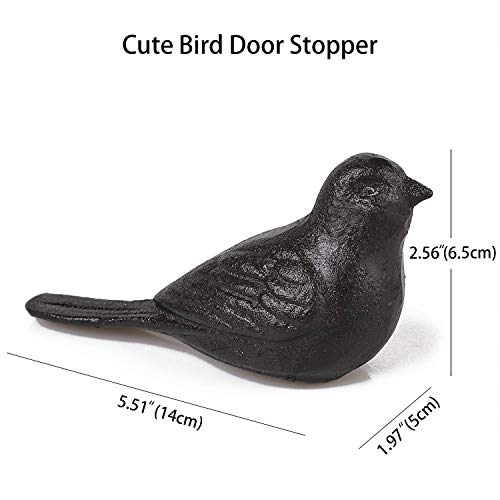 Livfodrm Door Stopper for Floor Decorative Cute Bird Heavy Duty Cast Iron Door Stop Farmhouse, 2 Pack Door Stops Wedge Rustic Dark Brown