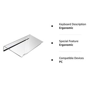 Nat-Hom Computer Keyboard Stand-Clear Acrylic Keyboard Tray with Rubber Strip，Ticker Acrylic Keyboard Riser（Holder） for Easy Ergonomic Typing and Working at Home and Office(Upgrade with rubber strip)