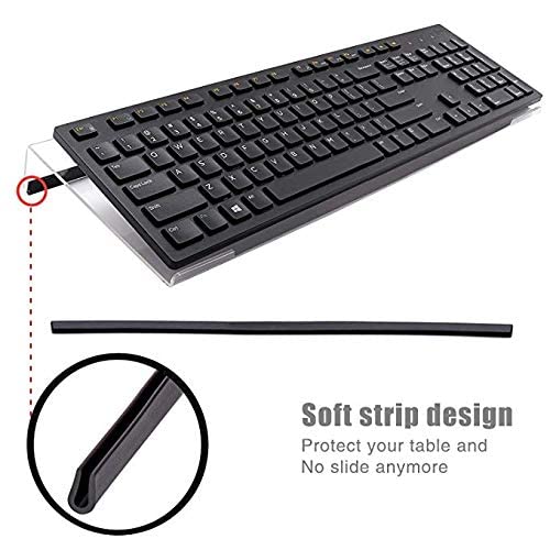 Nat-Hom Computer Keyboard Stand-Clear Acrylic Keyboard Tray with Rubber Strip，Ticker Acrylic Keyboard Riser（Holder） for Easy Ergonomic Typing and Working at Home and Office(Upgrade with rubber strip)