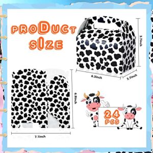 24 Pack Cow Party Favor Treat Boxes Candy Treat Present Boxes Cow Print Gift Bags Farm Goodie Boxes for Birthday Wedding Party Supplies Decoration Baby Shower