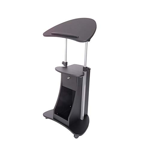 Techni Mobili Sit-to-Stand Mobile Medical Laptop Computer Cart, Black