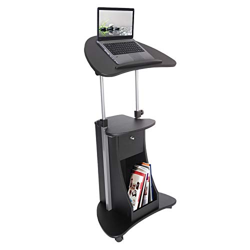 Techni Mobili Sit-to-Stand Mobile Medical Laptop Computer Cart, Black