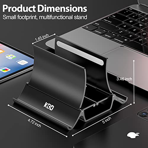 Vertical Laptop Tablet Stand, Gravity Lock Auto Shrink Desktop Notebook Holder for Desk Organizers and Storage Compatible with MacBook Air Pro Samsung, HP, Dell, Microsoft Surface and Gaming Laptops