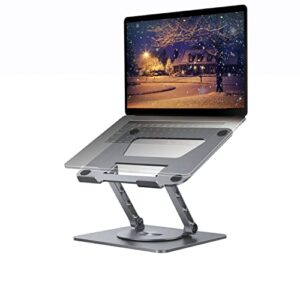 mchose laptop stand, adjustable laptop holder with 360° rotating base, foldable laptop riser compatible for macbook pro/air, surface laptop up to 15.6 inches, space grey