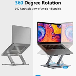 MCHOSE Laptop Stand, Adjustable Laptop Holder with 360° Rotating Base, Foldable Laptop Riser Compatible for MacBook Pro/Air, Surface Laptop up to 15.6 inches, Space Grey