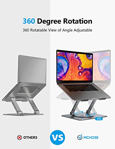 MCHOSE Laptop Stand, Adjustable Laptop Holder with 360° Rotating Base, Foldable Laptop Riser Compatible for MacBook Pro/Air, Surface Laptop up to 15.6 inches, Space Grey