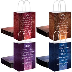 16 pcs religious hymn gift bags inspirational paper gift bag with handles welcome church bag for baptism favors wrapping christening baptism gifts party communion christmas, 5.9 x 3.1 x 8.3 inches