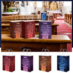 16 Pcs Religious Hymn Gift Bags Inspirational Paper Gift Bag with Handles Welcome Church Bag for Baptism Favors Wrapping Christening Baptism Gifts Party Communion Christmas, 5.9 x 3.1 x 8.3 Inches