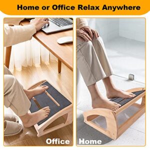 Bamboo Under Desk Footrest, Ergonomic Foot Rest with 4 Height Position Office Footrest, Improves Posture and Blood Circulation, Portable Step Stool for Home and Office or Work Standing Desks