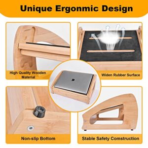 Bamboo Under Desk Footrest, Ergonomic Foot Rest with 4 Height Position Office Footrest, Improves Posture and Blood Circulation, Portable Step Stool for Home and Office or Work Standing Desks