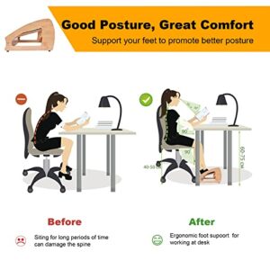 Bamboo Under Desk Footrest, Ergonomic Foot Rest with 4 Height Position Office Footrest, Improves Posture and Blood Circulation, Portable Step Stool for Home and Office or Work Standing Desks