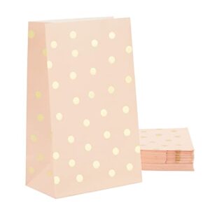 blue panda 24 pack gold foil and pink paper bags for kids birthday, girls baby shower, wedding themed party favors (5.5 x 8.6 x 3 in)