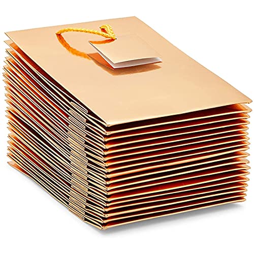 Gold Gift Bags with Tissue Paper (5.45 x 7.8 x 2.45 in, 20 Pack)