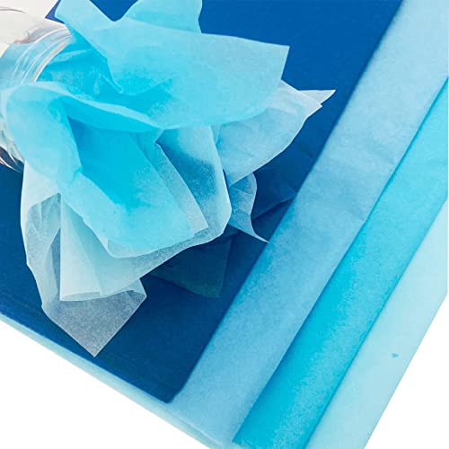 TTLLQQ Blue Tissue Gift Wrapping Paper 120 Sheets Set, 50 * 35cm, Baby Blue Sky Blue Ultra Sapphire Lake Blue Premium Mix Recyclable Bulk, DIY Art Craft Decor, Wedding. Baby Shower.