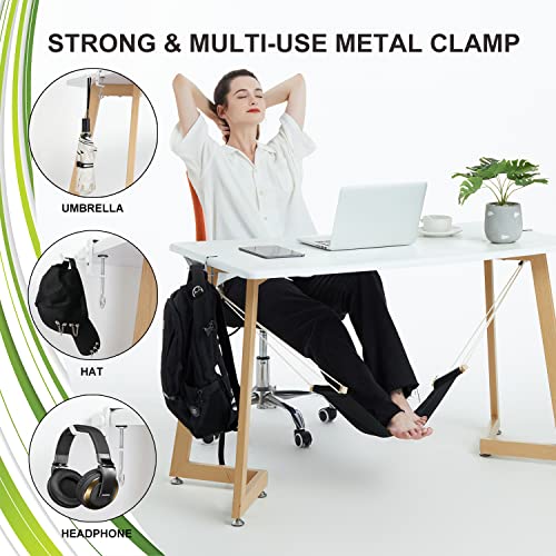 Auoinge Foot Hammock Under Desk FootRest | Adjustable Office Foot Rest Under Desk | Portable Desk Foot Hammock with Headphone Holder