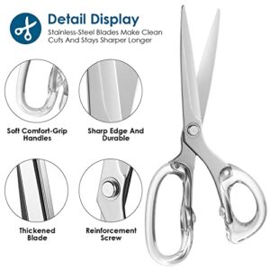 EXPUTRAN Acrylic Scissors, 9 inch and 7inch 2 Pack , Clear and Silver-Toned Scissors for Left and Right Hand, Craft Scissors ,Silver Office Supplies and Accessories