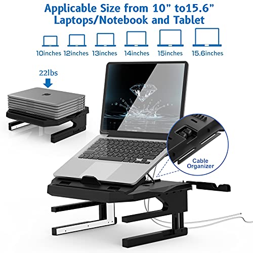 Herigu Laptop Stand,Ergonomic 20-Leves Angles Two-Layer Height Adjustable Laptop Stand,Portable Laptop Stand for Desk with 360 Rotating Base Foldable Computer Stand Fits All Laptops up to 15.6''