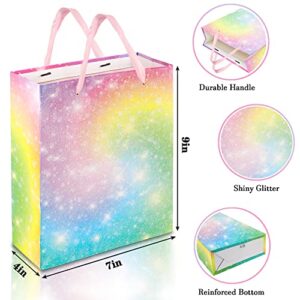 La Comme Medium Size Gift Bags-Colorful paper Bag with Tissue Paper with Handles Bulk for Christmas,Wedding,Baby Shower,Birthday,Thanksgiving,Graduations,Mothers Day,Fathers Day,Parties,Party Favor Decor,Birthdays,Graduations,pack of 4 -9"X7"X4" reusable