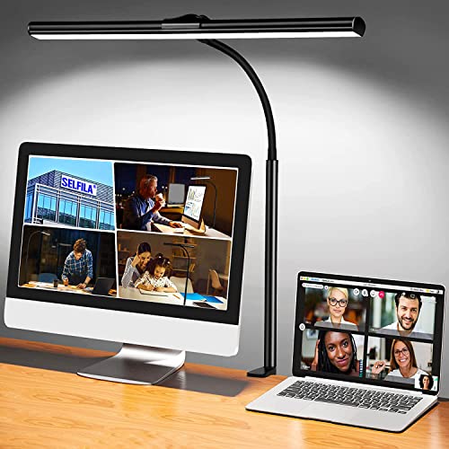 selfila LED Desk Lamp with Clamp - Architect Desk Lamp Swing Arm Task Light 360 ° Rotation Gooseneck Desktop Lighting for Office Home Workbench Drafting Reading