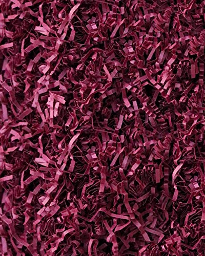 MagicWater Supply Soft & Thin Cut Crinkle Paper Shred Filler (2 LB) for Gift Wrapping & Basket Filling - Burgundy