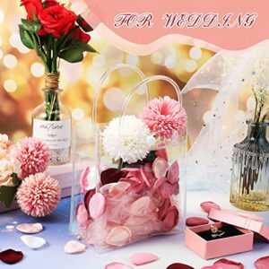 80 Pieces Clear Gift Bags Small PVC Bags Reusable Transparent Bags with Handles Mini Cute Plastic Bags Gift Wrap Bags Tote Shopping Bag for Wedding Birthday Baby Shower Party, 5.9 x 6.3 x 2.8 Inch