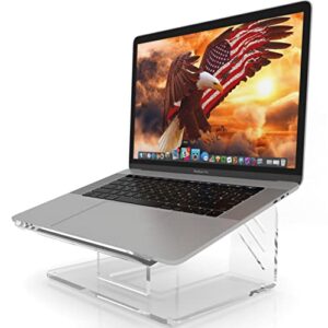vray designs llc 6mm acrylic laptop stand,ergonomic laptop stand, portable, and clear desk riser for 10-17 inch laptops – made in usa for home office