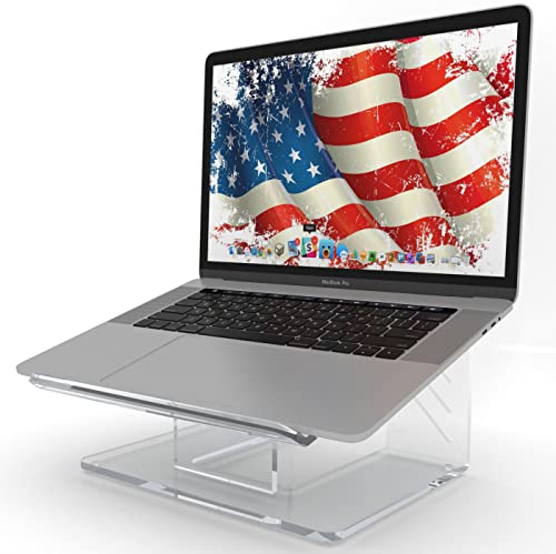 Vray Designs LLC 6MM Acrylic Laptop Stand,Ergonomic Laptop Stand, Portable, and Clear Desk Riser for 10-17 inch Laptops - Made in USA for Home Office