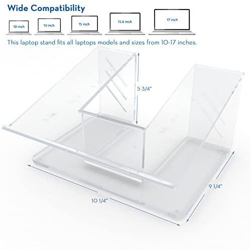 Vray Designs LLC 6MM Acrylic Laptop Stand,Ergonomic Laptop Stand, Portable, and Clear Desk Riser for 10-17 inch Laptops - Made in USA for Home Office